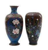 Two Japanese cloisonné enamel vases
