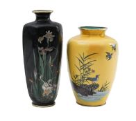 Two Japanese cloisonné enamel vases