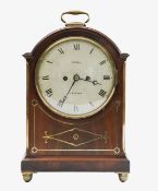 A Regency mahogany and brass inlaid bracket clock