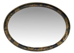 A Chinoiserie lacquered wall mirror