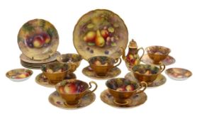 A Royal Worcester painted fruit porcelain tea service