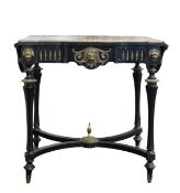 A French Louis Philippe ebonised, inlaid and gilt-metal mounted side table,