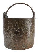 An Arts & Crafts copper log bin