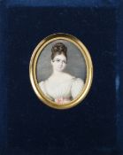 A portrait miniature on ivory of a young lady