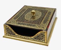 An Edwardian boullework desk tray and cover