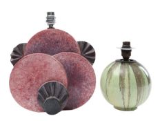 A Clarice Cliff 'Bizarre' pattern table lamp and a French 'Edition Kaza' table lamp,