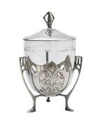A WMF style silver-plated biscuit barrel