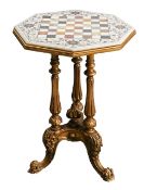 A white marble and pietra dura chessboard table