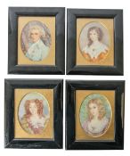 A group of four 19th century portrait miniatures