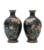 A pair of Japanese cloisonné enamel vases