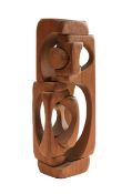 Brian Willsher (British, b.1930), an abstract mahogany sculpture