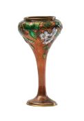 An enamelled trumpet shaped vase