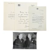 Sir Edward Heath: two signed letters and press photographs