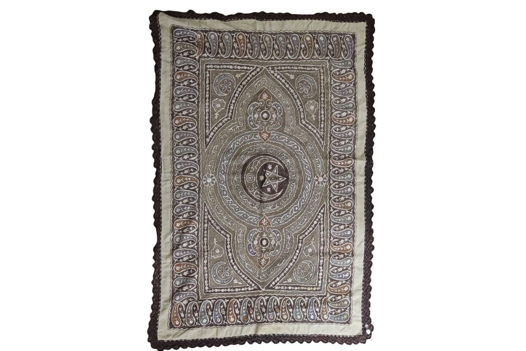 An Ottoman metallic thread embroidered shawl - Image 1 of 3