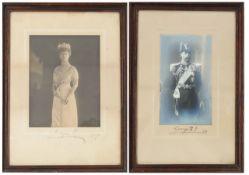 Royal Interest: A pair of signed photographs of King George V and Queen Mary