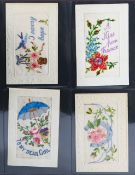 An album of WWI embroidered silk postcards