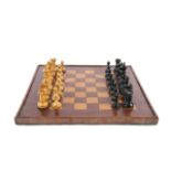 A Jacques style boxwood chess set and board
