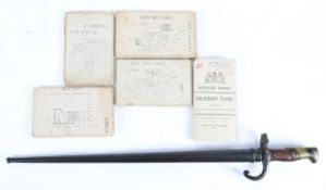 A French Gras M1874 sword bayonet and a collection of WWI maps
