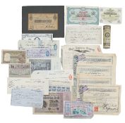 A One Pound Forged Bradbury Treasury Note, insurance slips and other similar notes
