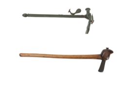 A sugar cane adze, and an African hardwood axe