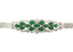 A jadeite and diamond bracelet