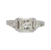A princess cut single stone diamond ring