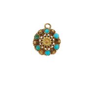 A turquoise cannetille brooch pendant