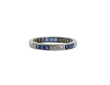A diamond and sapphire full eternity band