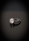 A diamond solitaire ring