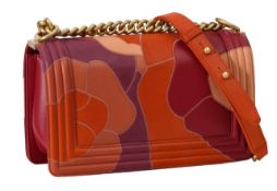 A Chanel 'Boy Camellia' patchwork calfskin bag