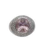 A kunzite and diamond cocktail ring