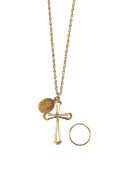 A 22ct gold band, and a gold crucifix chain