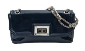 A Chanel 'Mademoiselle Lock' navy leather shoulder bag