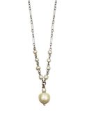 A pearl drop belle époque necklace