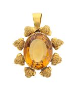 A late 19th century citrine pendant