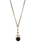 A Victorian belcher chain with hard stone fob