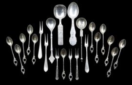 A group of Norwegian silver spoons and forks