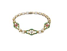 A Victorian enamelled ruby and diamond bracelet