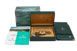 A Rolex Oyster Perpetual stainless steel and gold calendar automatic gentleman's wristwatch