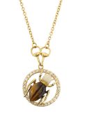 A Gucci signed scarab beetle diamond necklace