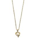 A 9ct gold, diamond and cultured pearl pendant necklace