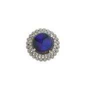 A fancy black opal and diamond cocktail ring