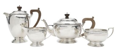 A George VI four piece silver tea service