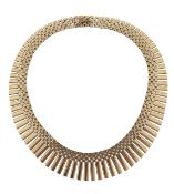 A 9ct gold fringe necklace collar