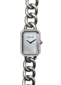 A Chanel Première stainless steel, mother of pearl and diamond quartz wristwatch