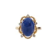 A Lapis lazuli and diamond dress ring