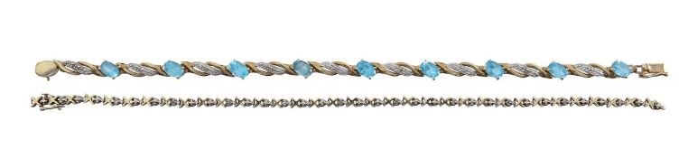 A diamond and gem set bracelet, and a diamond bracelet