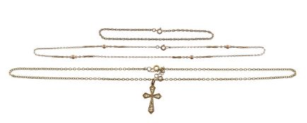 A collection of 9ct gold chains