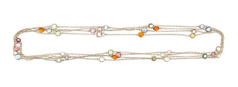 An Edwardian harlequin multi gem sautoir