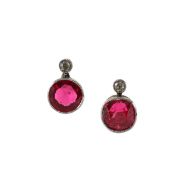 A pair of spinel and diamond earrings